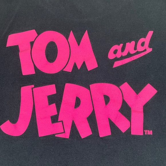 Tom and Jerry Black Graphic Tee Cartoon Shirt Large - Picture 5 of 8
